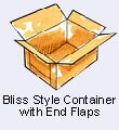Bliss style container with end flaps